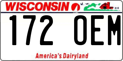 WI license plate 172OEM