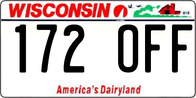 WI license plate 172OFF