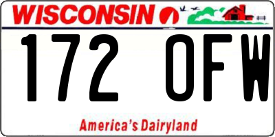 WI license plate 172OFW