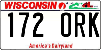 WI license plate 172ORK