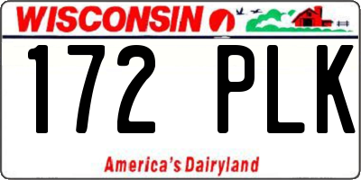 WI license plate 172PLK