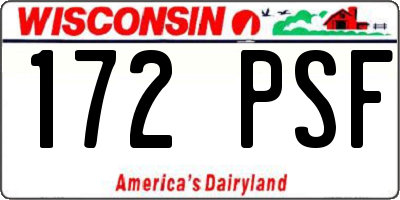 WI license plate 172PSF