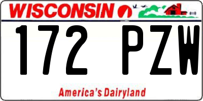 WI license plate 172PZW