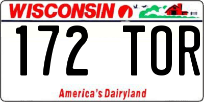 WI license plate 172TOR