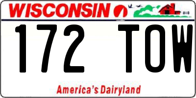 WI license plate 172TOW