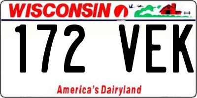 WI license plate 172VEK
