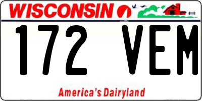 WI license plate 172VEM