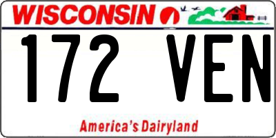 WI license plate 172VEN