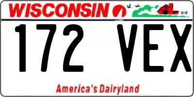 WI license plate 172VEX
