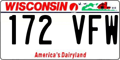 WI license plate 172VFW