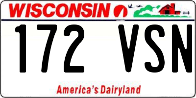WI license plate 172VSN