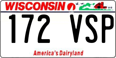WI license plate 172VSP