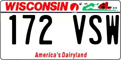 WI license plate 172VSW