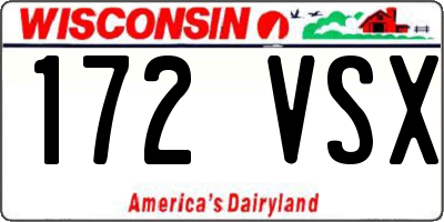 WI license plate 172VSX