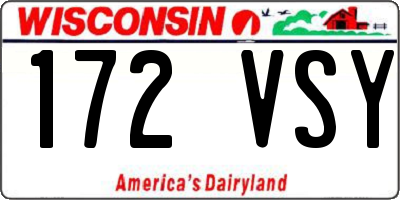 WI license plate 172VSY