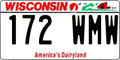 WI license plate 172WMW