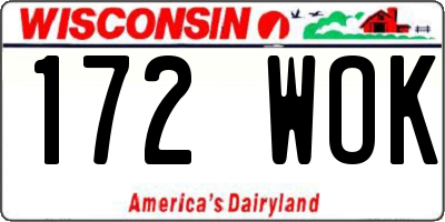 WI license plate 172WOK