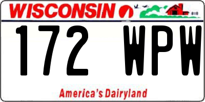 WI license plate 172WPW