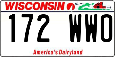 WI license plate 172WWO