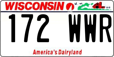 WI license plate 172WWR
