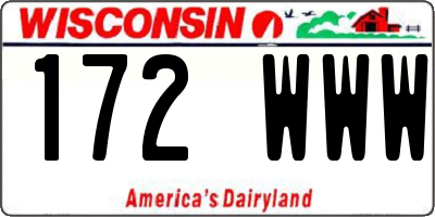 WI license plate 172WWW