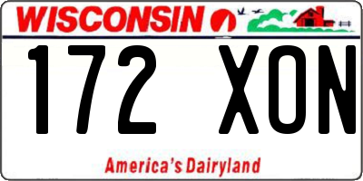 WI license plate 172XON