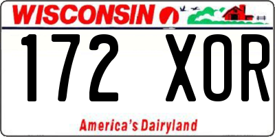 WI license plate 172XOR