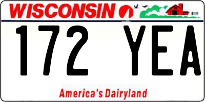WI license plate 172YEA