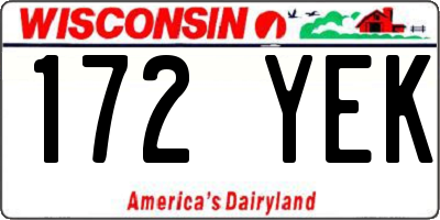 WI license plate 172YEK
