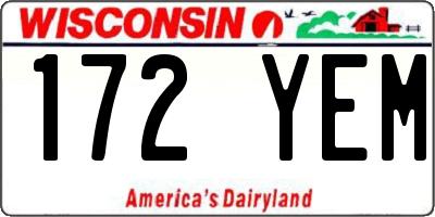 WI license plate 172YEM