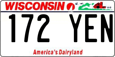 WI license plate 172YEN