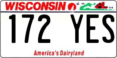 WI license plate 172YES