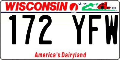 WI license plate 172YFW