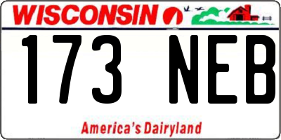 WI license plate 173NEB