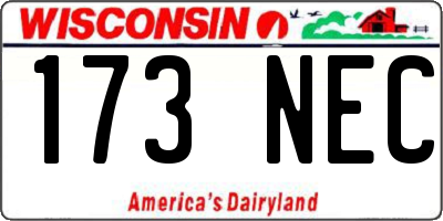 WI license plate 173NEC