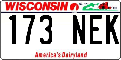 WI license plate 173NEK