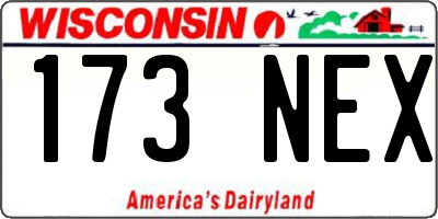 WI license plate 173NEX