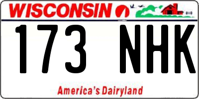 WI license plate 173NHK