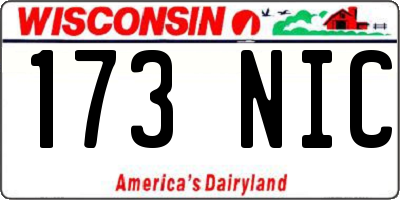 WI license plate 173NIC