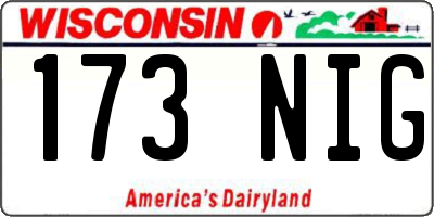 WI license plate 173NIG