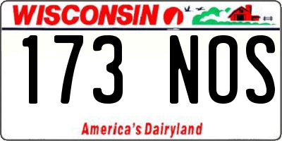 WI license plate 173NOS