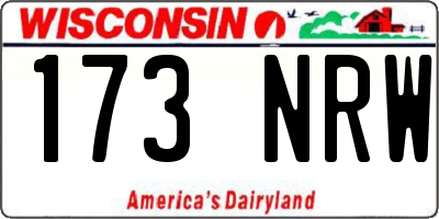 WI license plate 173NRW
