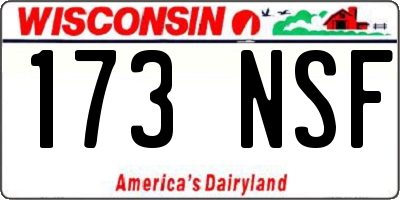 WI license plate 173NSF