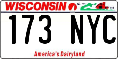 WI license plate 173NYC
