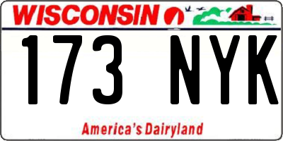 WI license plate 173NYK