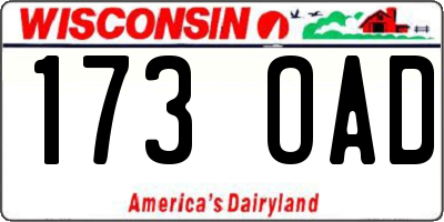 WI license plate 173OAD