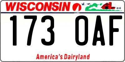 WI license plate 173OAF