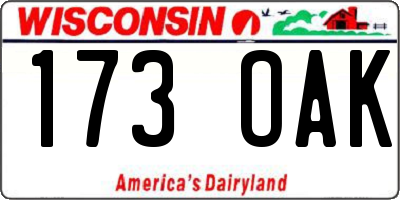 WI license plate 173OAK