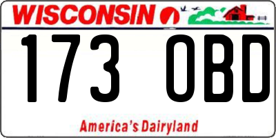 WI license plate 173OBD