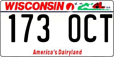 WI license plate 173OCT